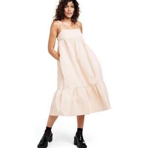 Kika Vargas x Target Textured Empire Waist Midi Dress Champagne Womens Size XL